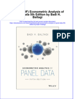 Instant Download Ebook PDF Econometric Analysis of Panel Data 5th Edition by Badi H Baltagi PDF Scribd