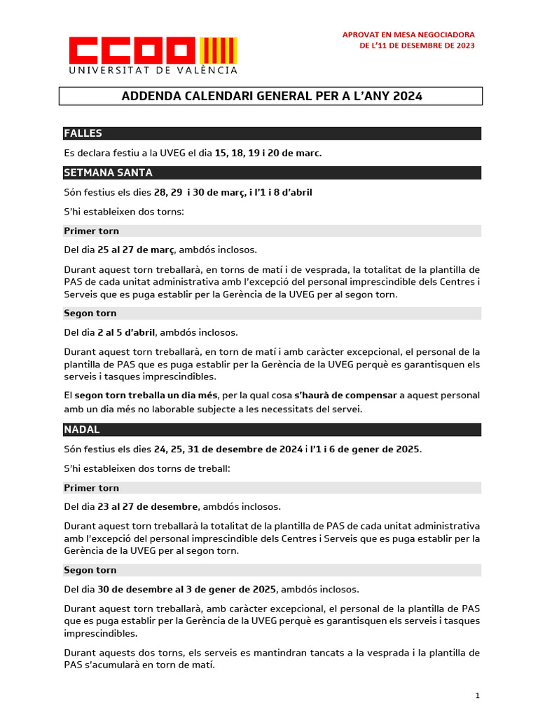Calendario UV 2025 PDF