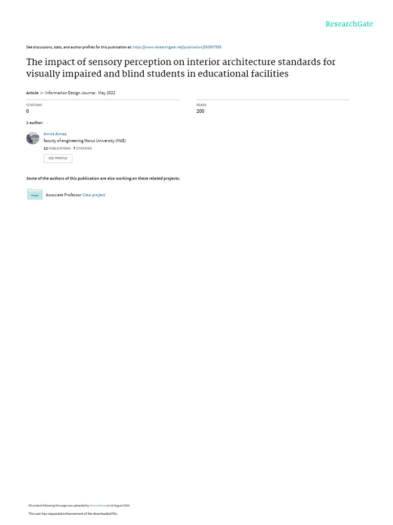 Sensory Perception in Blind Education Spaces | PDF | Visual Impairment ...