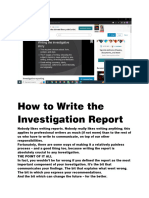 How To Write The Investigation Report
