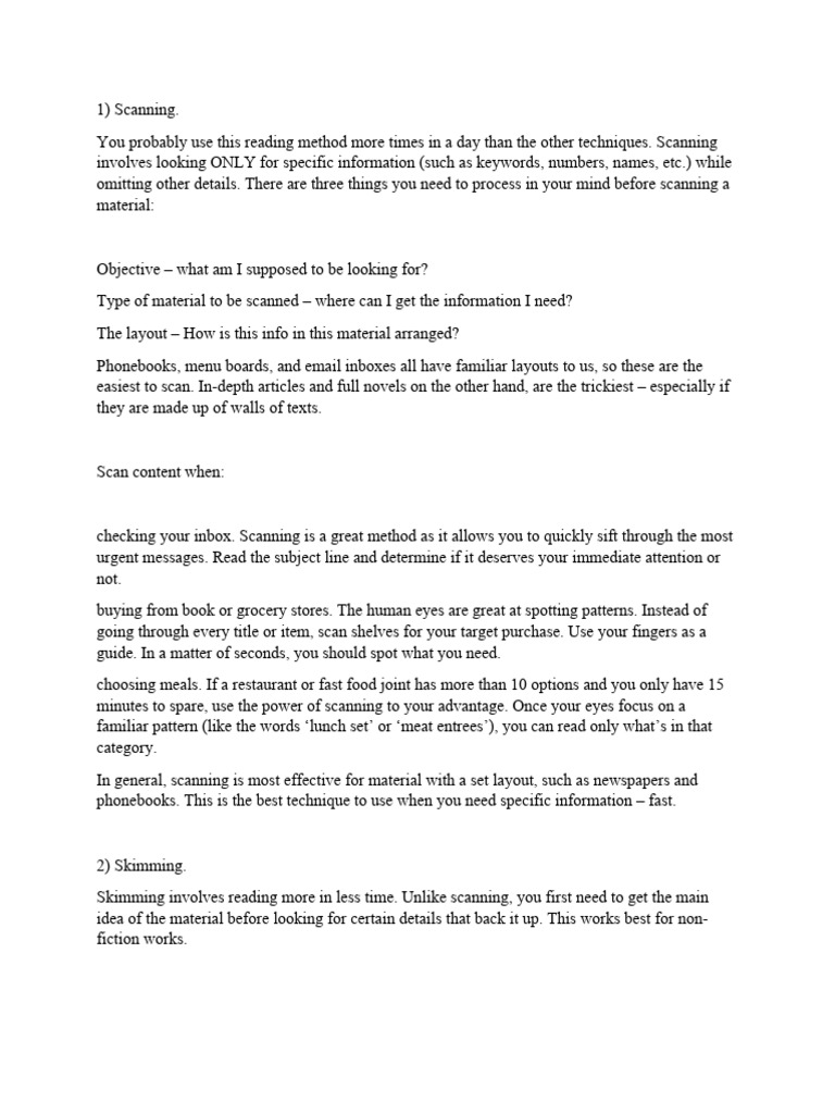 Types of reading pdf speed reading reading comprehension