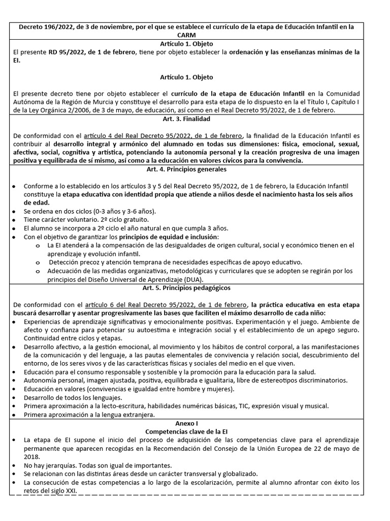 RD y Decreto | PDF | Educación de la primera infancia | Plan de estudios