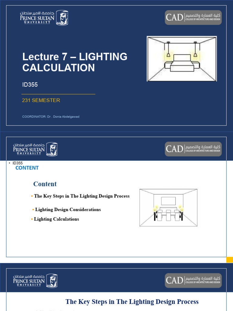 Lecture 7 Lighting Calculation PDF Lighting Incandescent Light Bulb