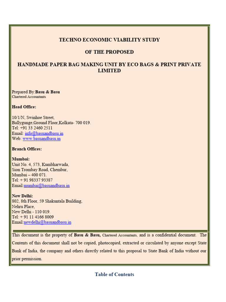 TEV Report for Eco Bags & Print Pvt. Ltd. | PDF | Retail | Packaging ...