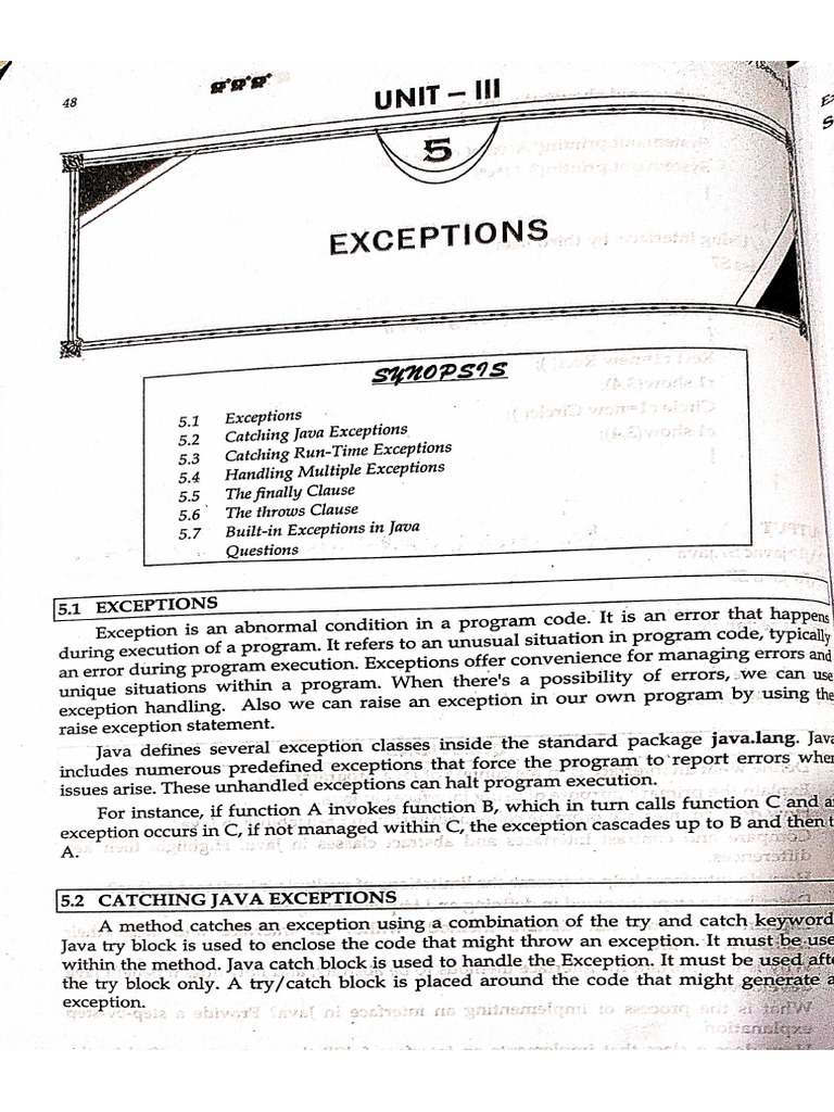 Chapter 5 Excrptions | PDF
