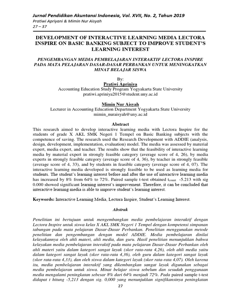 Development of Interactive Learning Media Lectora Inspire On Basic