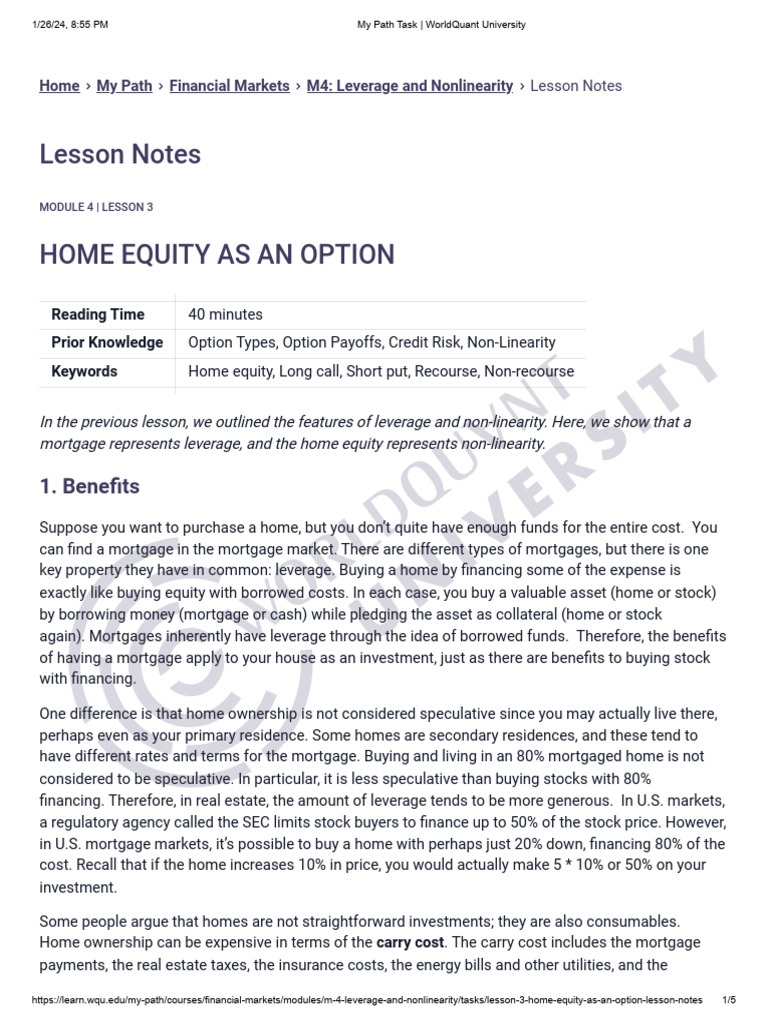 Home Equity as a Financial Option | PDF | Mortgage Loan | Option (Finance)