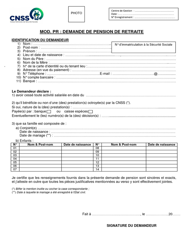 Demande de Pension de Retraite | PDF