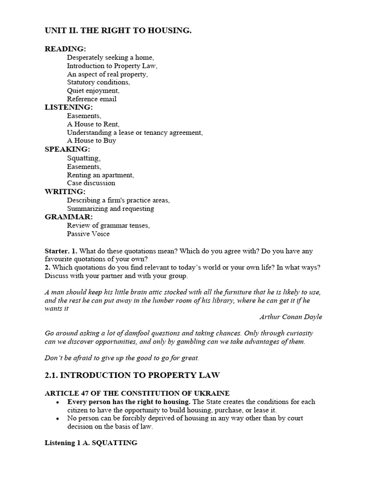 UNIT II Property Law | PDF | Concurrent Estate | Lease