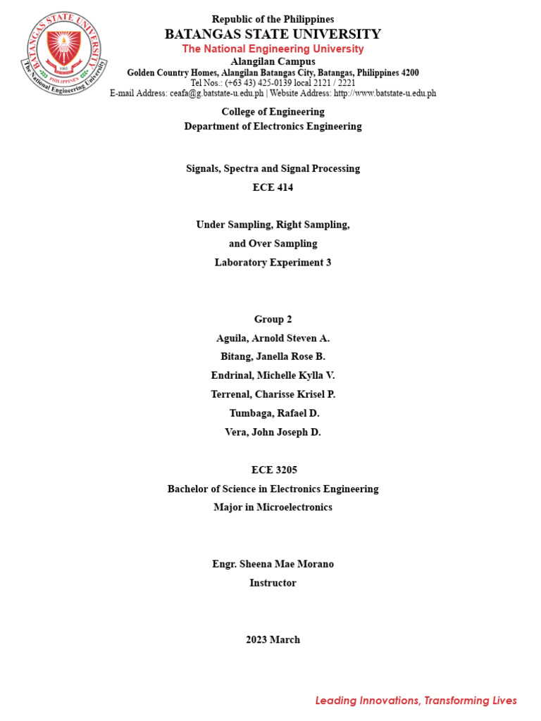 ECE Sampling Lab Experiment 3 | PDF | Computing | Electricity