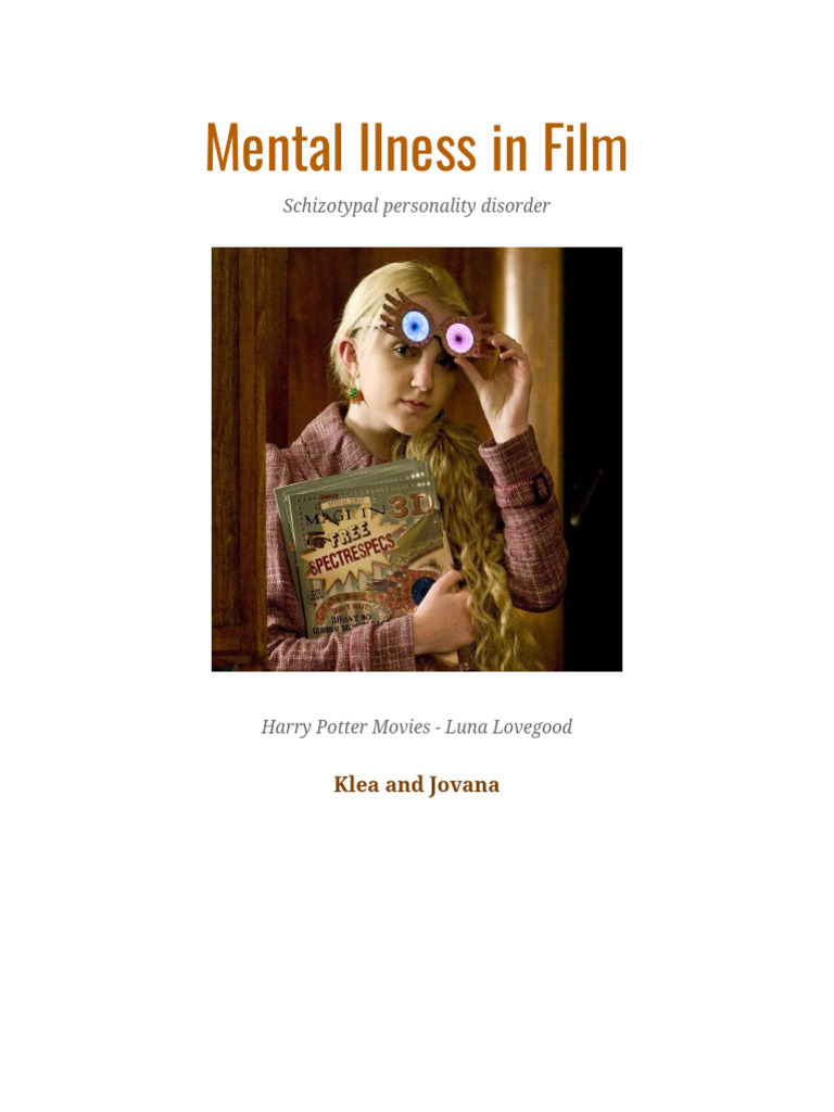 Mental Illness in Film PDF Harry Potter Mental Disorder