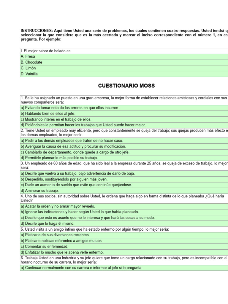 Moss Cuestionario Electronico | PDF