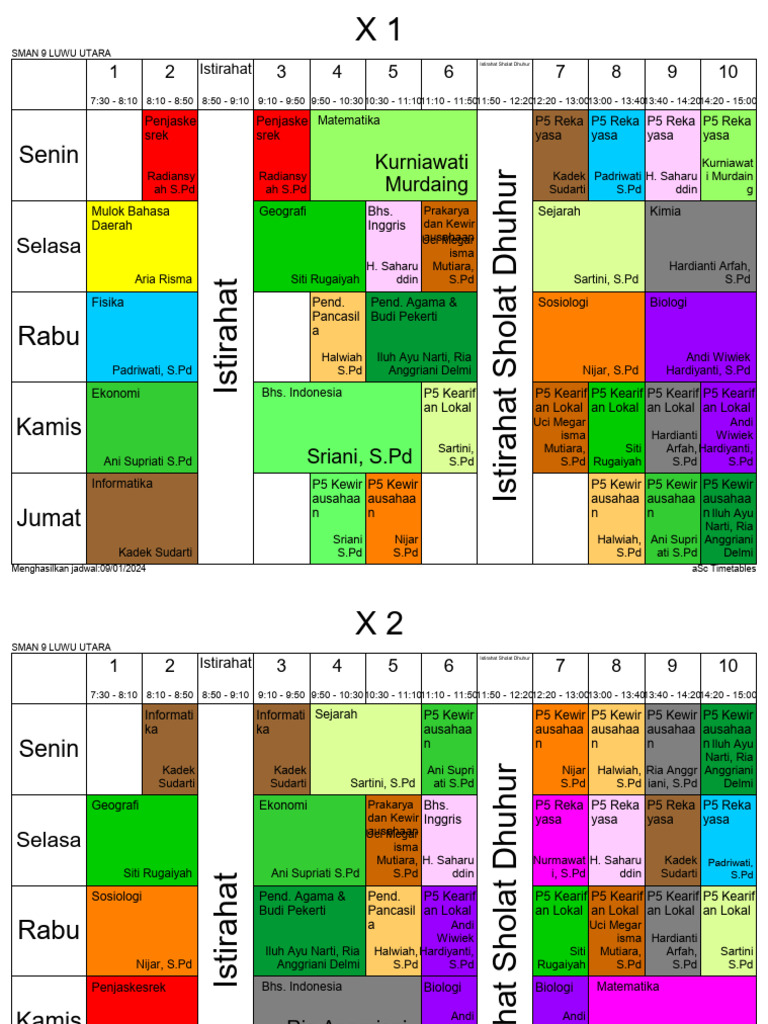 Roster Kelas Semester Genap 2023-2024 | PDF