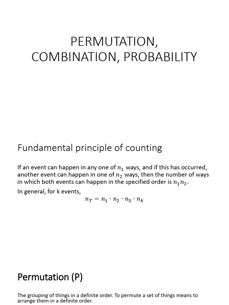 Permutation Combination Probability | PDF | Permutation | Probability