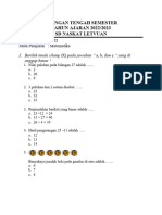 Soal Ulangan Tengah Semester Matematika