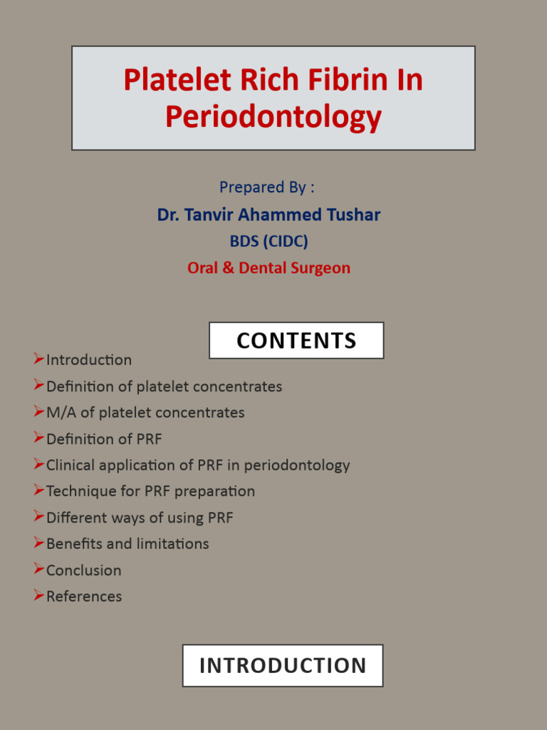 PRF Applications in Periodontology | PDF | Platelet | Wound Healing