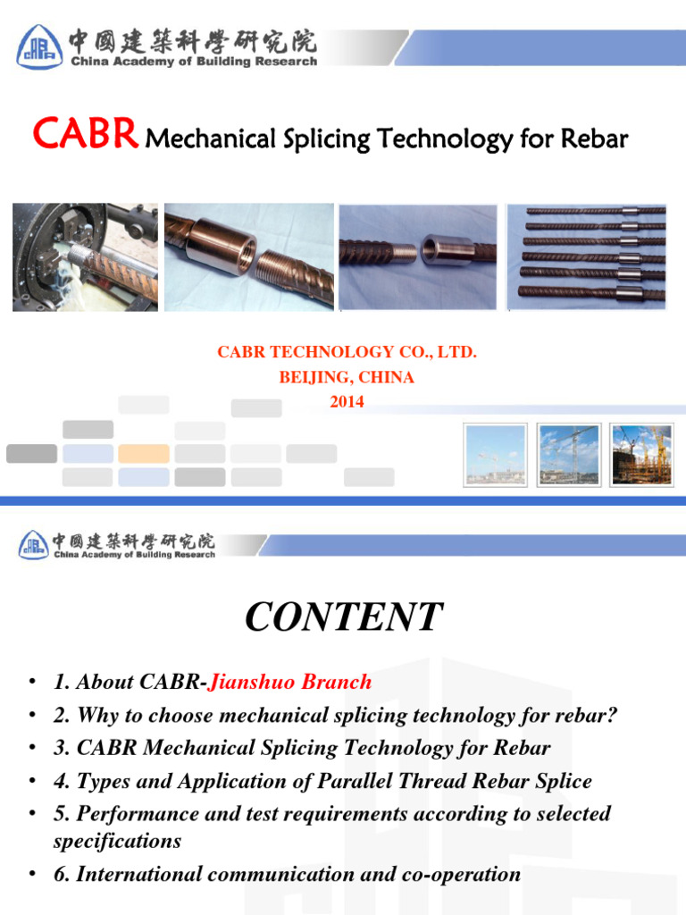 CABR Rebar Splicing Technology Guide | PDF | Strength Of Materials ...