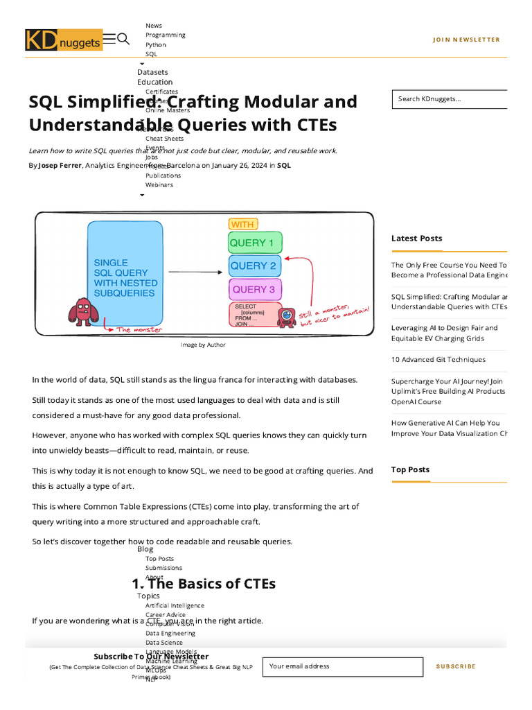 SQL Simplified - Crafting Modular and Understandable Queries With CTEs ...
