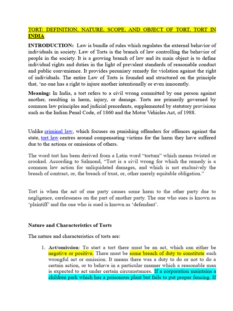 Tort | PDF | Tort | Negligence