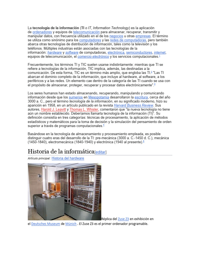 Tecnologia Informatica | PDF | Tecnologías de la información ...