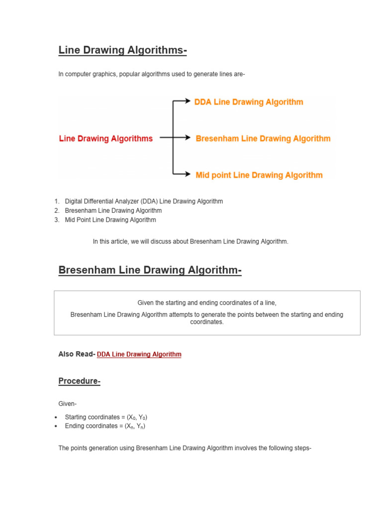 Unit I J Line Drawing Algorithm - DDA Algorithm, Unit I K Bresenham's ...