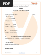 Important Questions For CBSE Class 7 Science Chapter 5 - Acids, Bases and Salts