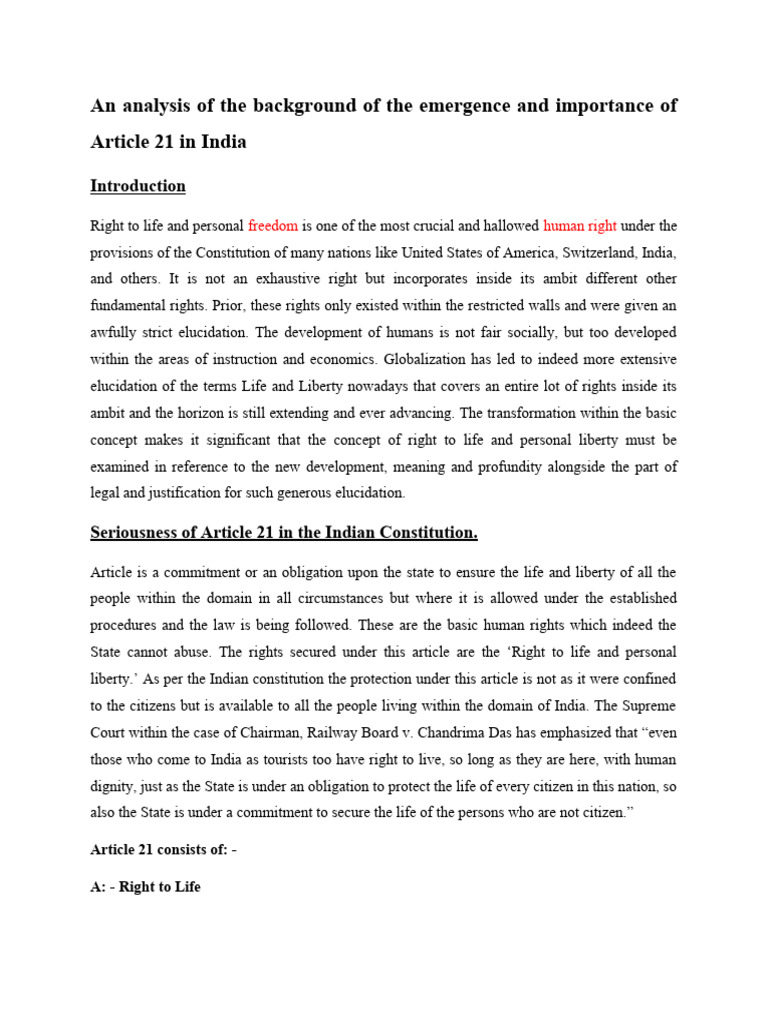 Article 21 Vob Bhavishya Edited Pdf Civil Liberties Public Law
