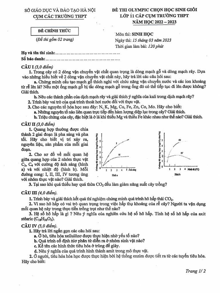 DeDap An Sinh Hoc 11 | PDF
