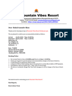 Mountain Vibes Resort Booking Confirmation