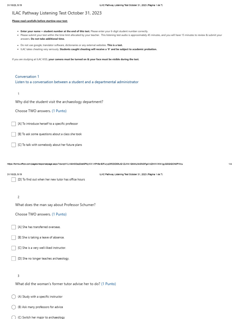 ILAC Pathway Listening Test Guide | PDF | Human Communication