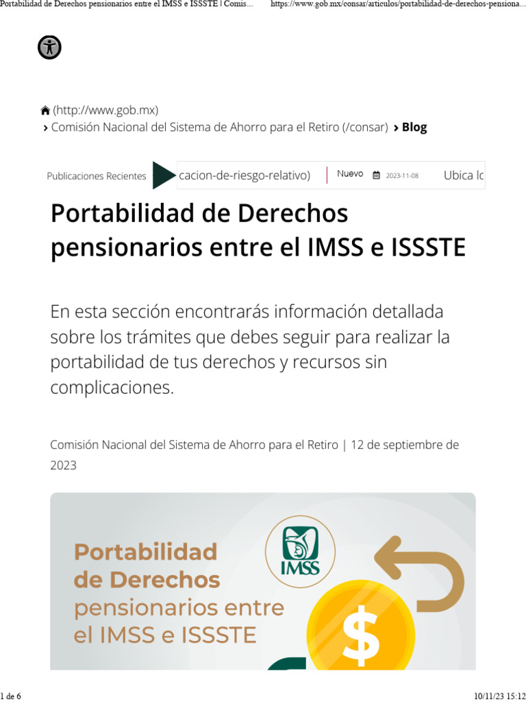 Portabilidad de Derechos Pensionarios Entre El IMSS e ISSSTE Comisión ...