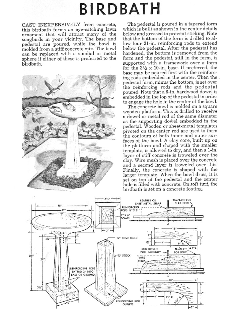 Free Bird Bath Mold Plans PDF