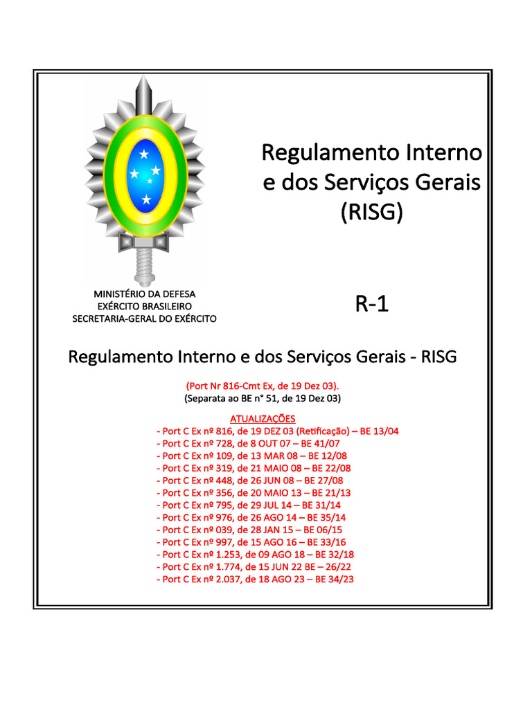Regulamento Interno dos Serviços Gerais | PDF | Brigada | Organização ...