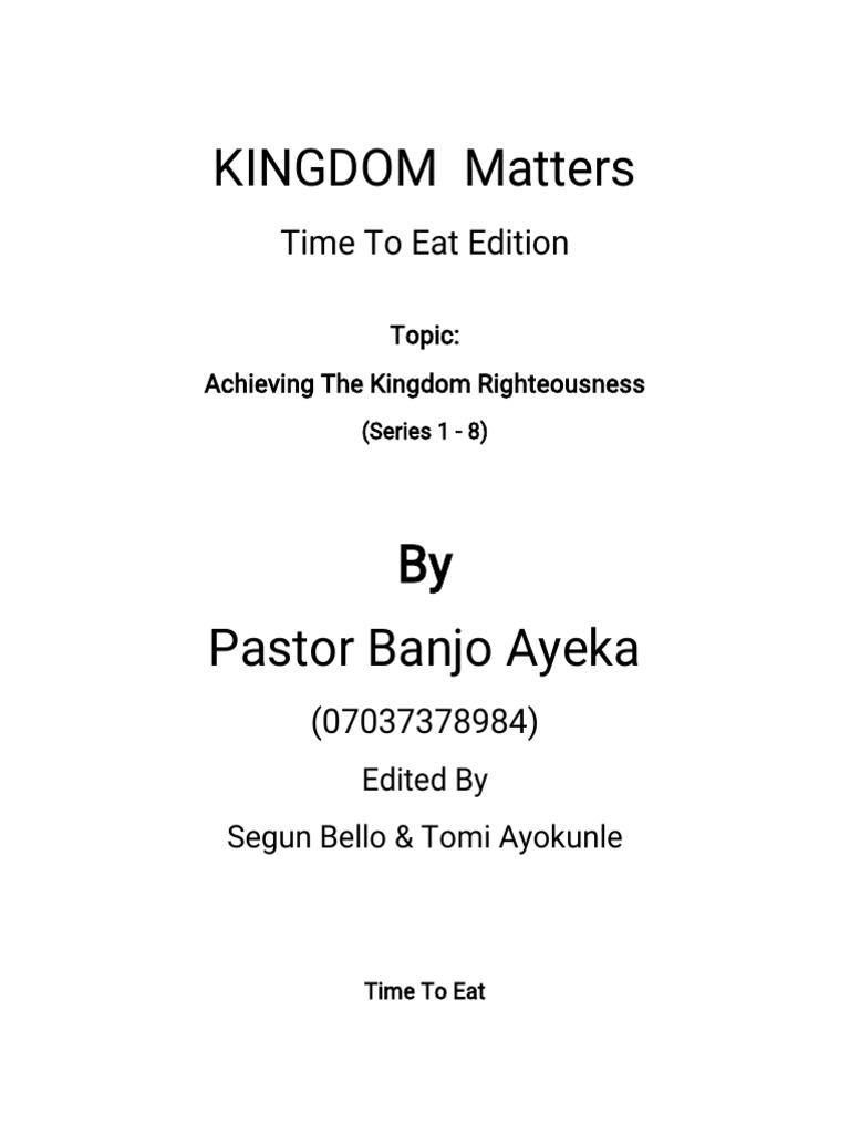 Achieving The Kingdom Righteousness | PDF | Foreign Language Studies ...