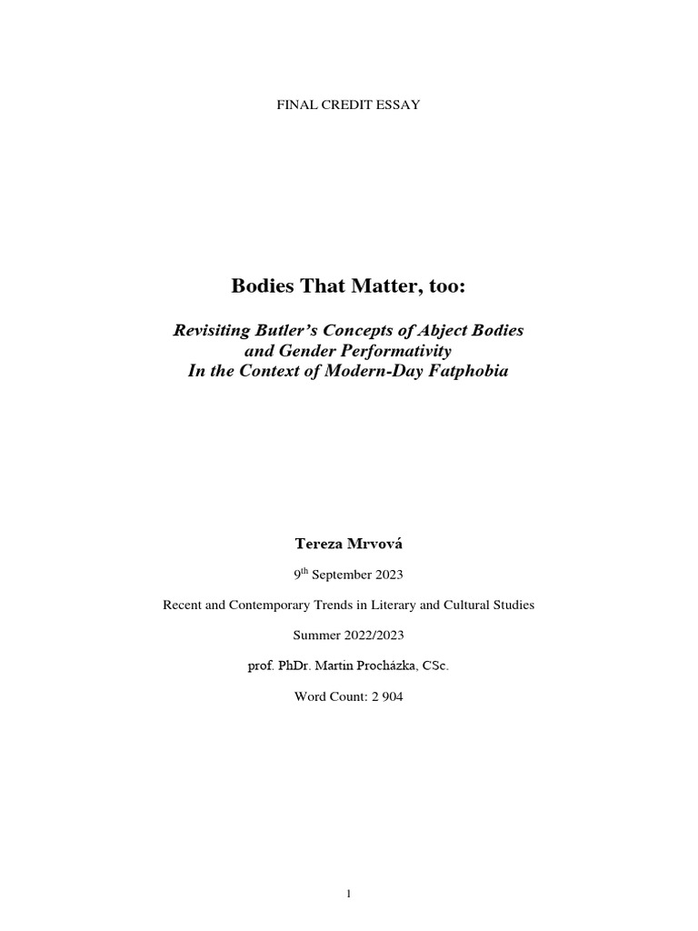 Bodies That Matter, Too: Revisiting Butler's Concepts of Abject Bodies ...