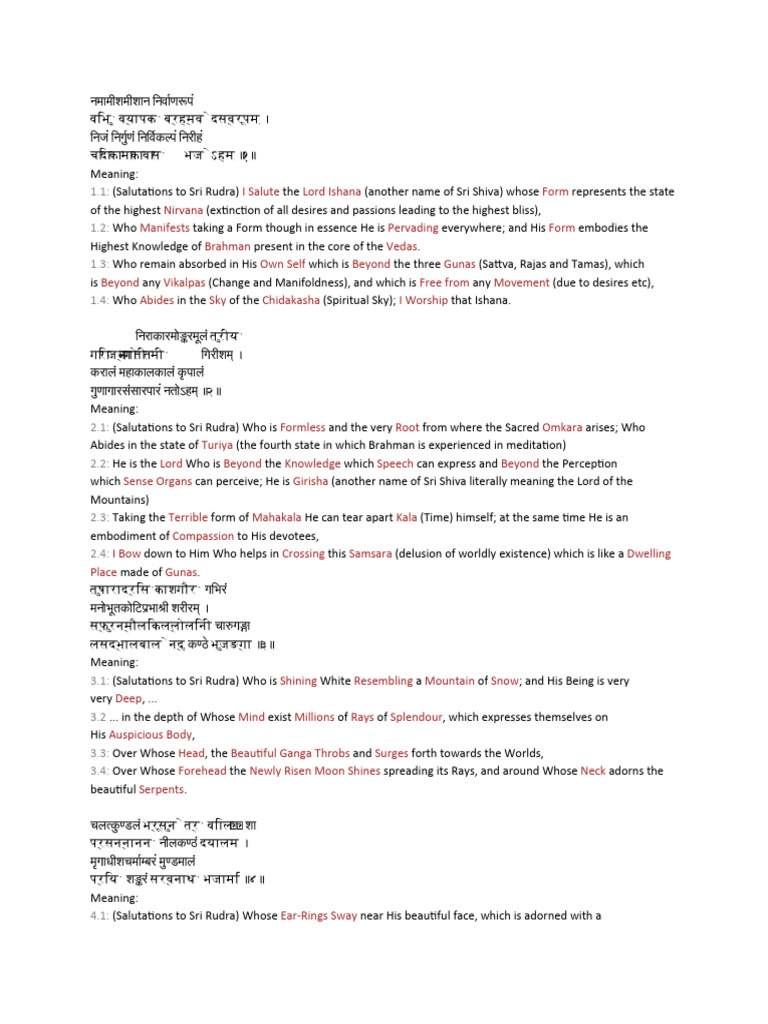 Rudrashtakam | PDF | Shiva | Brahman