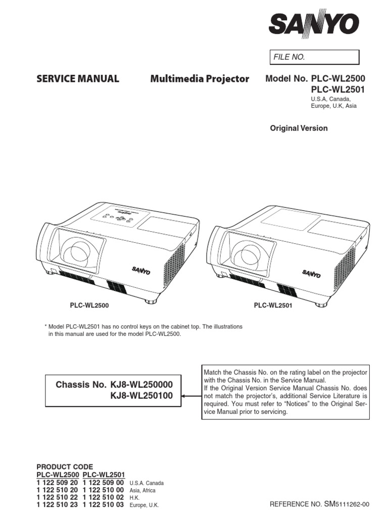 Sanyo PLC-WL2500 - SM | PDF | Electrical Engineering | Electronics