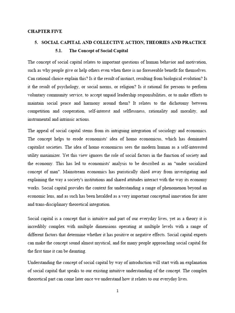 Social Capital: Theory and Dimensions | PDF | Collective Action ...