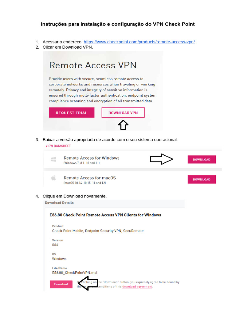 Instalação do VPN Check Point | PDF | Negócios | Tecnologia e Engenharia