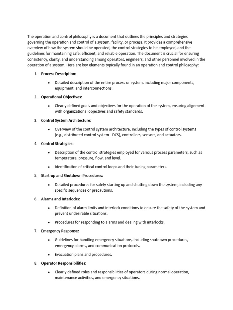 Operation & Control Philosophy Guide | PDF | System | Competence (Human ...