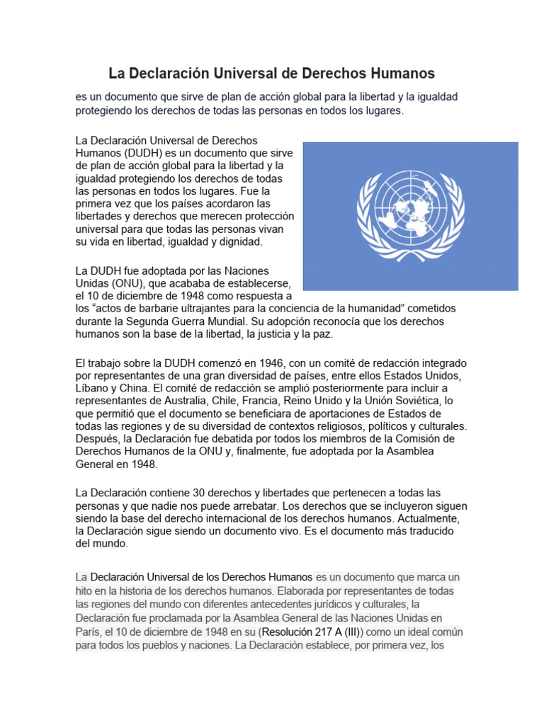 Importancia de la DUDH en Derechos Humanos | PDF | Derechos humanos ...