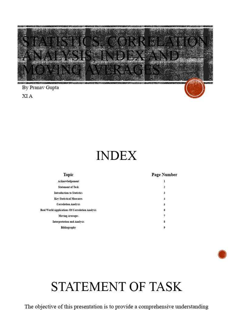Statistics correlation analysis index and moving download free pdf