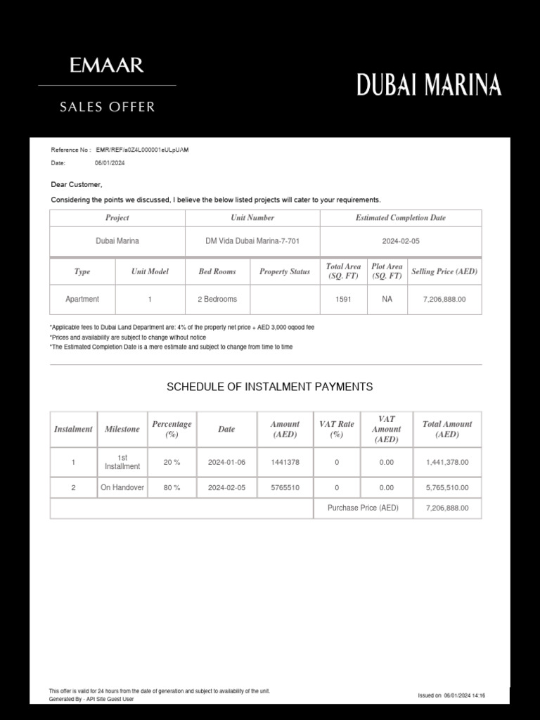 Dm vida dubai marina 7 701 emaar sales offer 1704536183750 pdf