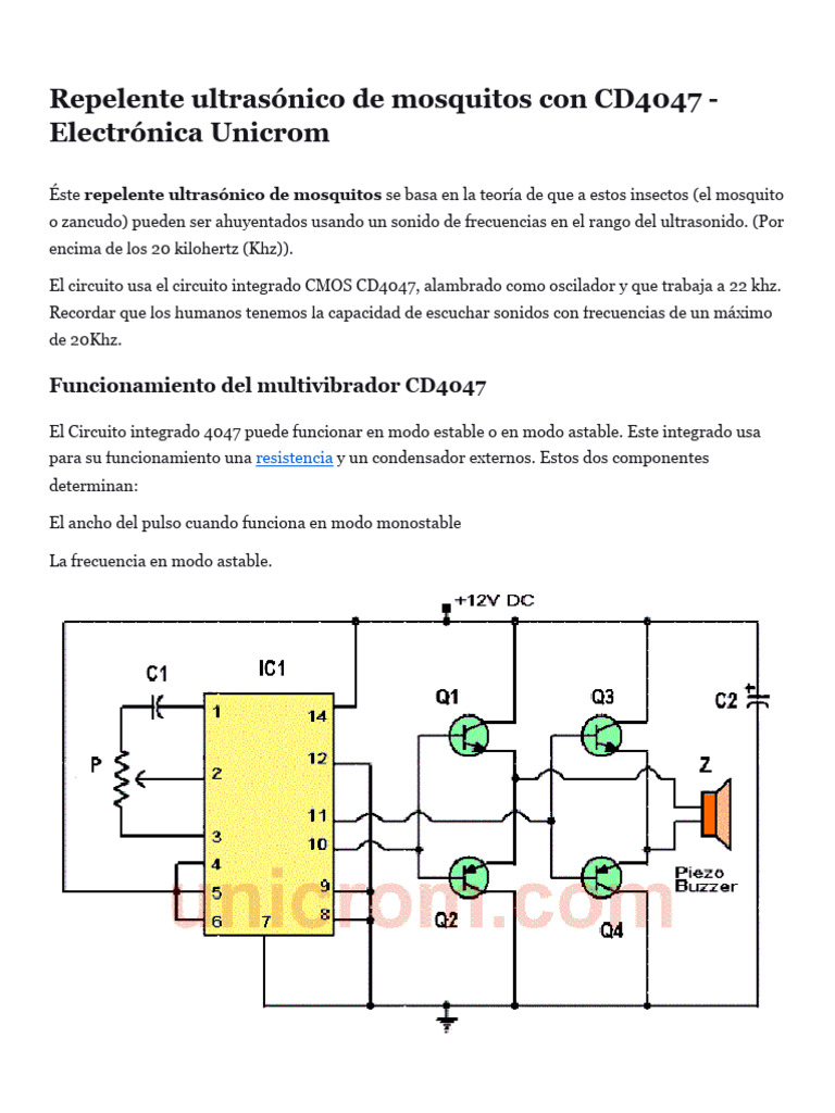 Repelente ultrasónico con CD4047 | PDF