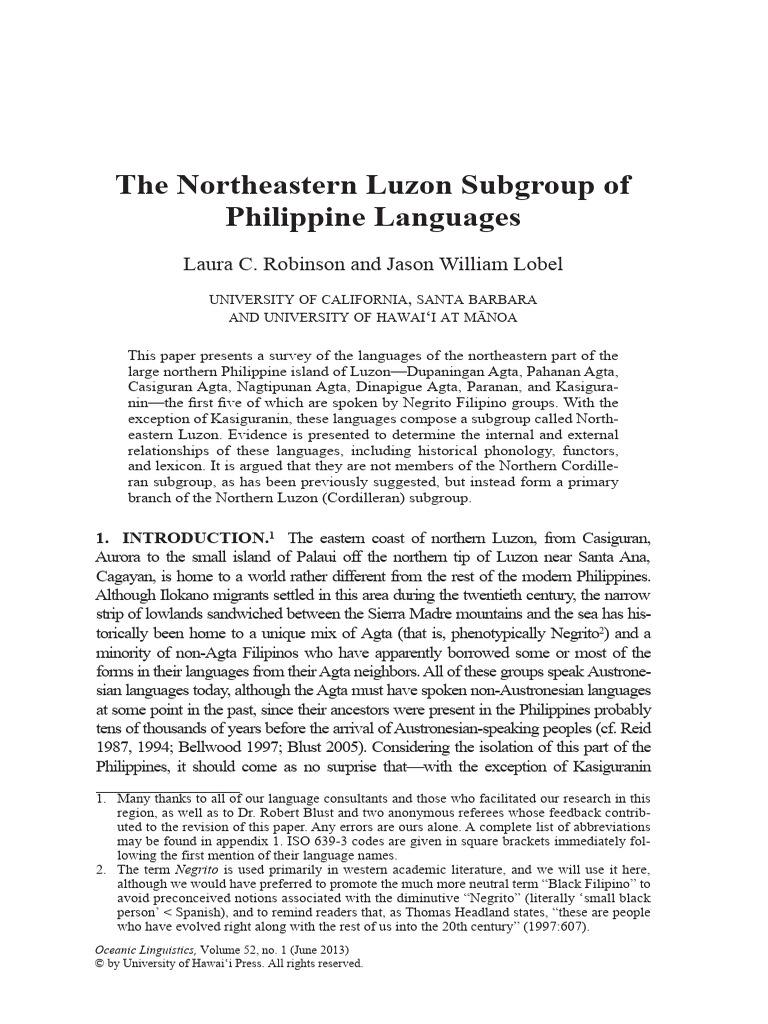 Northeastern Luzon Language Survey | PDF | Tagalog Language | Luzon