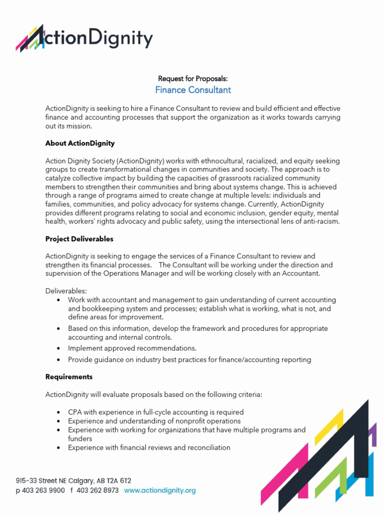 Finance Consultant RFP for ActionDignity | PDF | Business | Finance ...