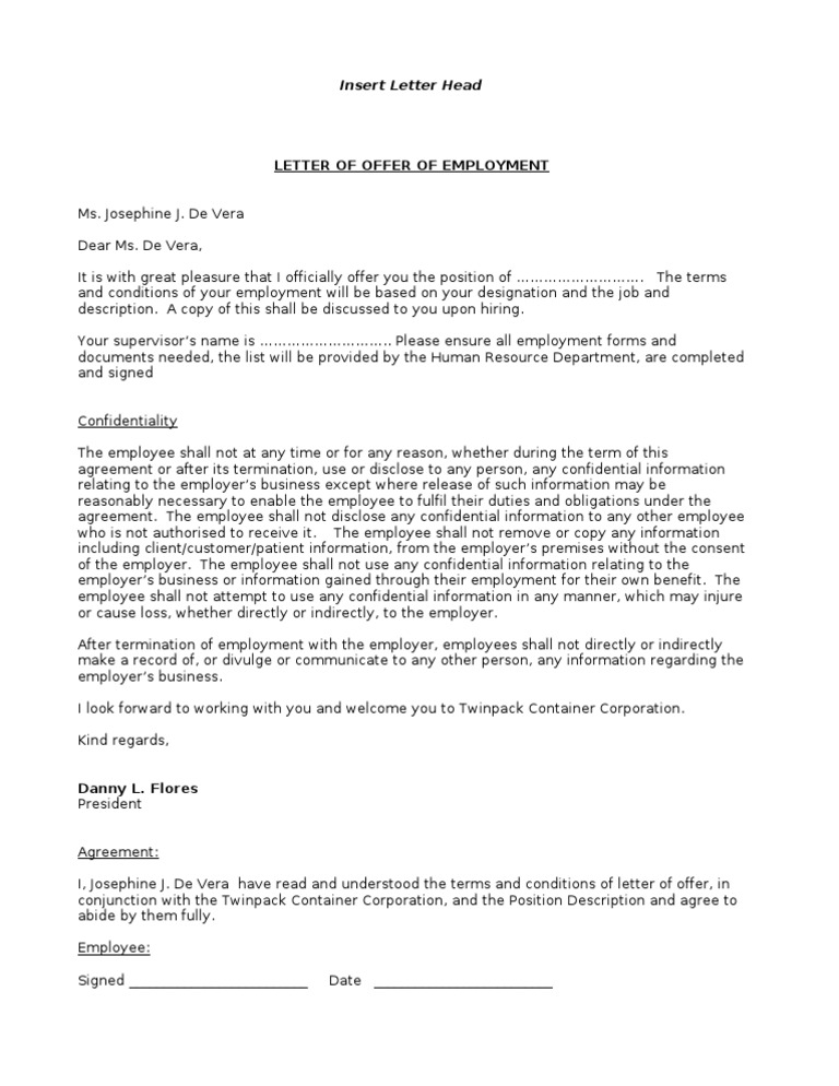 1letter of Offer of Employment | PDF