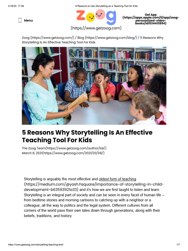 5 Reasons To Use Storytelling As A Teaching Tool For Kids | PDF ...