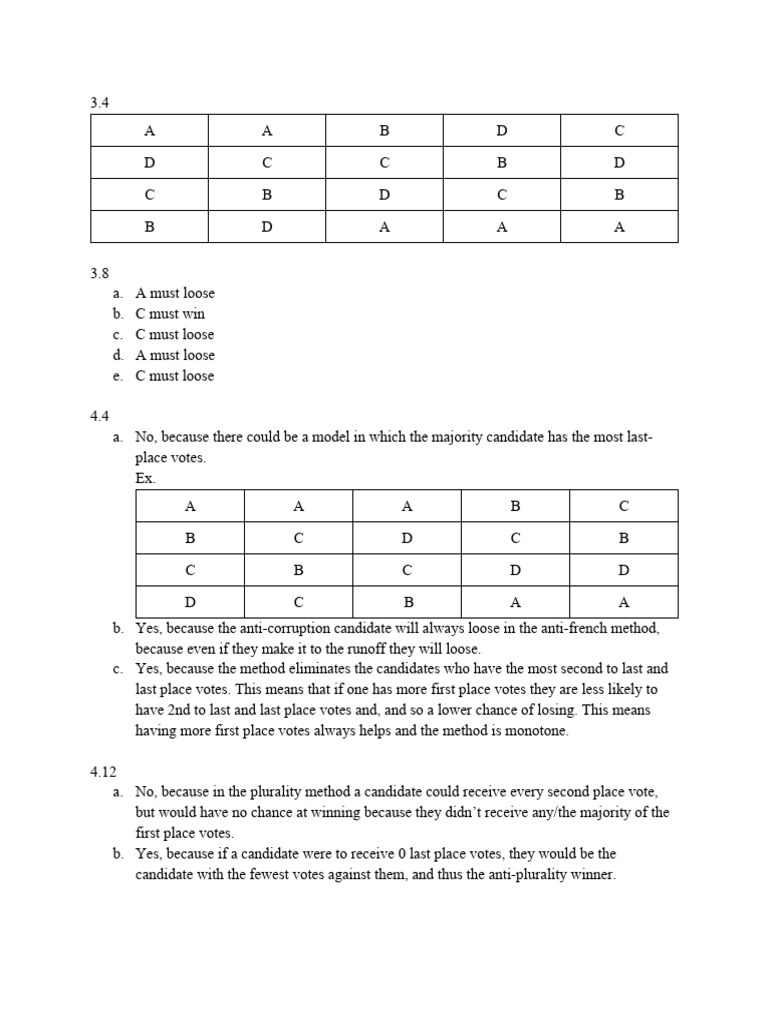 Math and Polotics HW #2 | PDF | Two Round System | Voting