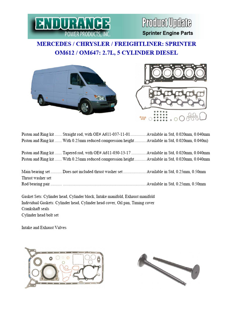 Sprinter Diesel Engine Parts Guide | PDF | Piston | Cylinder (Engine)